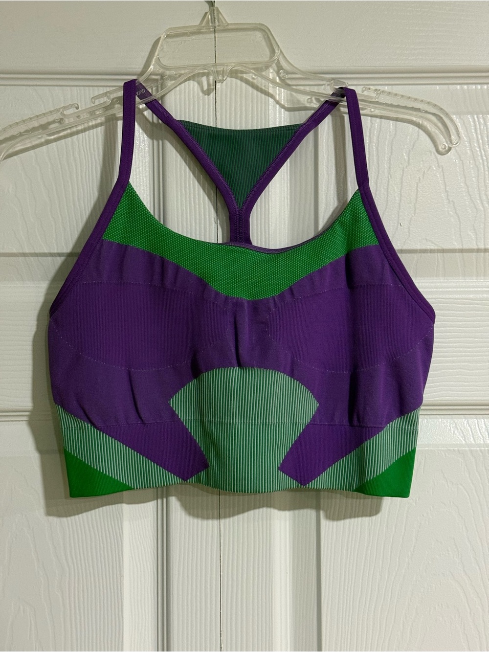 Adidas by Stella McCartney Purple and Green Racerback Sports Bra